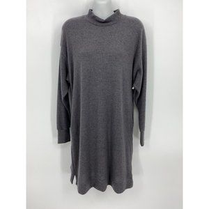 Socialite Dark Gray Knit Long Sleeve Mock-neck Sweater Dress NEW